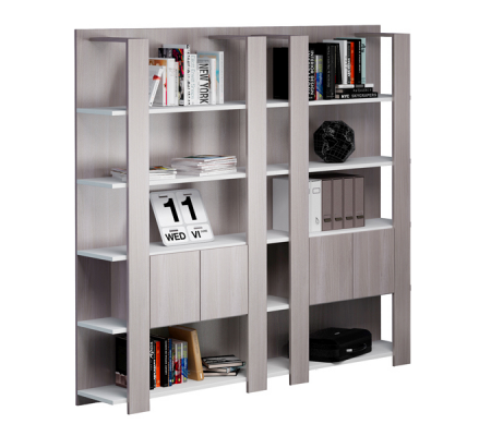 Libreria alta Concept - 5 ripiani - 100 x 38,6 x 198 cm - bianco-frassino toscano - Artexport - 15110-F3 - DMwebShop