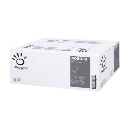 Asciugamani piegati a V - 22 x 21 cm - 18 gr - goffrata onda - bianco - conf. 15 pezzi da 266 - Papernet - 409039 - 8024929990398 - DMwebShop