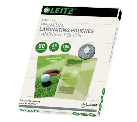 Pouches iLAM UDT - plastificazione a caldo - A5 - 154 x 216 mm - 2 x 80 micron - scatola 100 pezzi - Leitz - 74920000 - 4002432397761 - DMwebShop