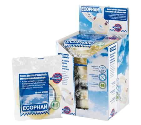 Nastro adesivo Ecophan - in caramella - 1,9 cm x 66 mt - trasparente - conf. 8 pezzi - Eurocel - 001417210 - 8001814343170 - DMwebShop