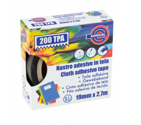 Nastro adesivo telato TPA 200 - 19 mm x 2,7 mt - nero - Eurocel - 016714194 - 8001814002077 - DMwebShop