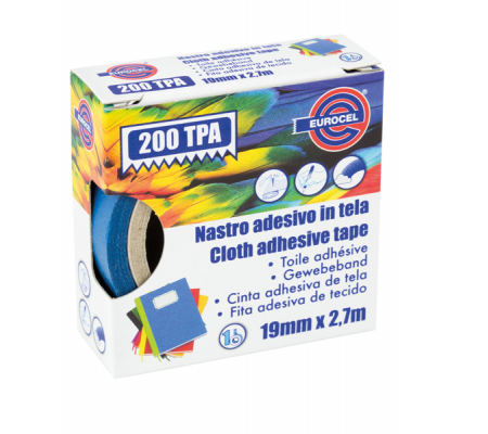 Nastro adesivo telato TPA 200 - 19 mm x 2,7 mt - blu - Eurocel - 016614194 - 8001814002053 - DMwebShop