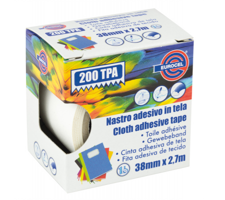 Nastro adesivo telato TPA 200 - 38 mm x 2,7 mt - bianco - Eurocel - 016014314 - 8001814001193 - DMwebShop