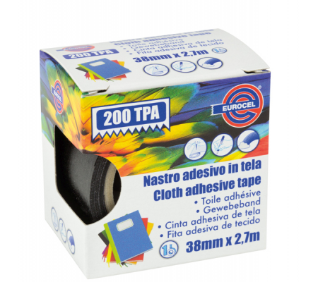 Nastro adesivo telato TPA 200 - 38 mm x 2,7 mt - nero - Eurocel - 016714314 - 8001814002084 - DMwebShop