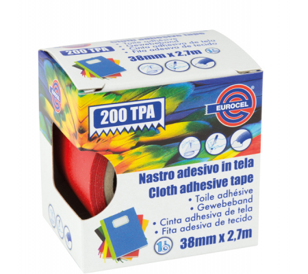 Nastro adesivo telato TPA 200 - 38 mm x 2,7 mt - rosso - Eurocel - 016214314 - 8001814001964 - DMwebShop