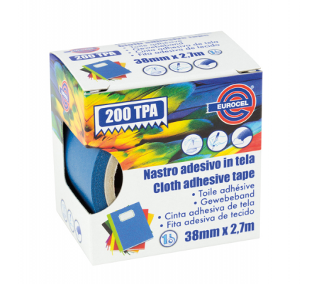 Nastro adesivo telato TPA 200 - 38 mm x 2,7 mt - blu - Eurocel - 016614314 - 8001814002060 - DMwebShop