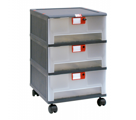 Cassettiera con ruote Mopla 203R - PP - 3 cassetti - Mobil Plastic - MOP203R.GR - DMwebShop