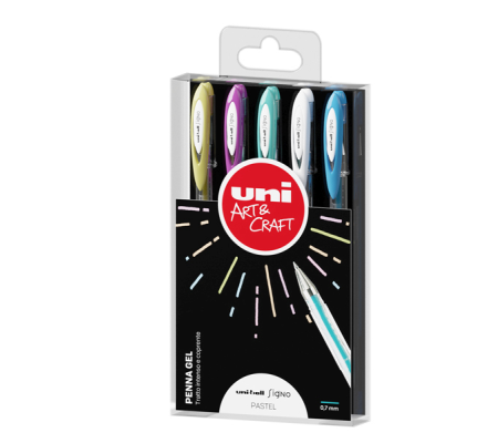 Astuccio penna sfera gel gel UNI-BALL SIGNO - punta 0,7 mm - blu - astuccio 5 pezzi - Uni Mitsubishi - M UM120AC 5P - DMwebShop
