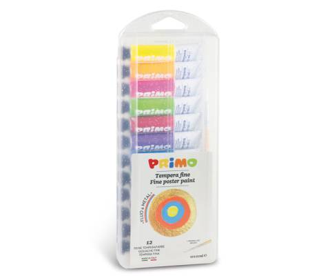 Tempera in tubetto - 12 ml - fluo-metal - scatola 12 pezzi - Primo-morocolor - 450T12FMP - 8006919004506 - DMwebShop