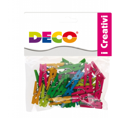 Mollettine mini - in legno - colori neon - 25 mm - conf. 45 pezzi - Deco - 12023 - 8004957120233 - DMwebShop