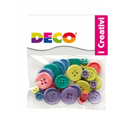 Bottoni - in legno - colori pastello - conf. 30 pezzi - Deco - 12028 - 8004957120288 - DMwebShop