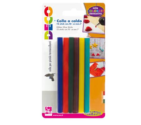Colle stick per pistole mini colori assortiti - Ø 7 mm - lunghezza 10 cm - conf. 12 pezzi - Deco - 12070 - 8004957120707 - DMwebShop