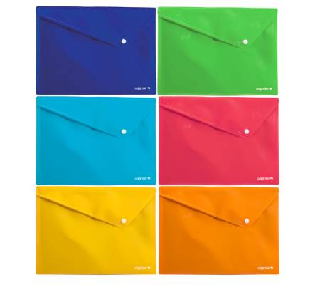 Buste con bottone - in PPL - 33 x 24,5 cm - colori assortiti - conf. 6 pezzi - Colorosa - 361908 - 8004428042422 - DMwebShop