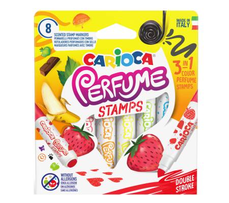 Pennarelli Perfume Stamps - punta doppia 7 mm - colori assortiti - astuccio 8 pezzi - Carioca - 42988 - 8003511429881 - DMwebShop