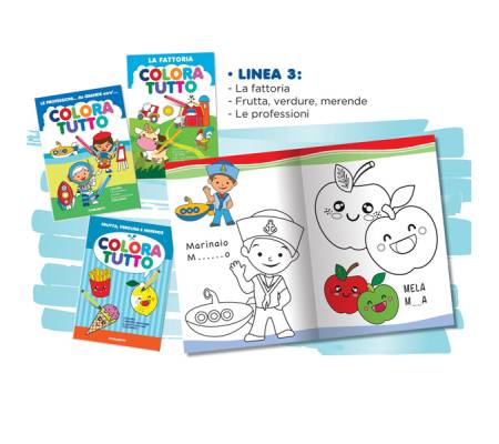 Album da colorare tema La Fattoria - Merende e Professioni - 24 facciate - scatola 6 pezzi - conf. 6 pezzi - Blasetti - 6244 - 87357A - DMwebShop