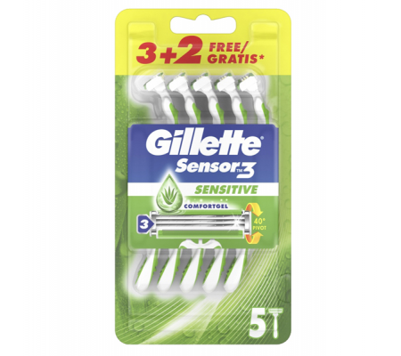 Sensor 3 Sensitive - confezione usaegetta 3 + 2 pezzi - Gillette - PG119 - 7702018495283 - DMwebShop