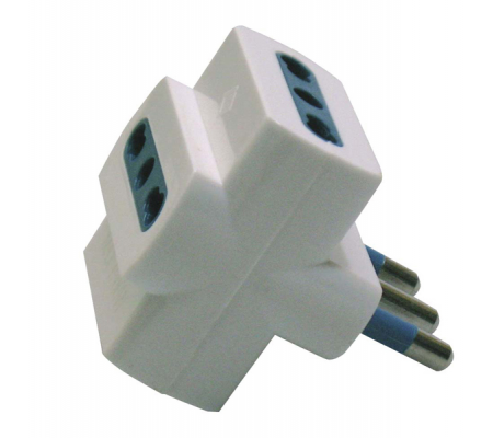 Adattatore triplo con spina 2P+T 16A 3 prese bipasso 10-16A - Mkc 492518373