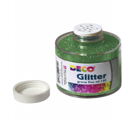 Barattolo Glitter - grana fine - 150 ml - Verde - Art.130/100 - Deco - 130/100/5 - 8004957048063 - DMwebShop