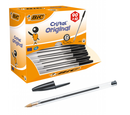 Penna a sfera Cristal - punta media 1 mm - nero - conf. 90+10 pezzi - Bic 942911