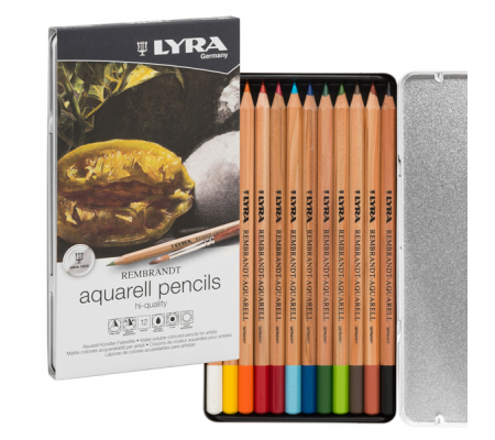 Pastelli Aquarell Rembrandt - 3,7 mm - colori assortiti - astuccio metallo 12 pezzi - Lyra - L2011120 - 4084900170472 - DMwebShop