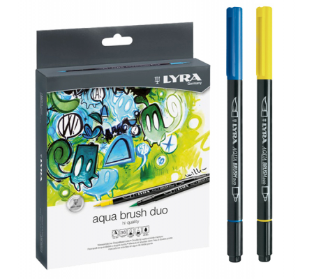 Pennarelli Aqua Brush Duo - punte 2 - 4 mm - colori assortiti - astuccio 36 pezzi - Lyra - L6521360 - 4084900601242 - DMwebShop