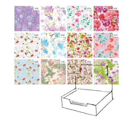 Carta regalo - raso - Fiori - 70 x 100 cm - scatola 100 fogli - Rex Sadoch - R4403GEN - 8006715132106 - DMwebShop