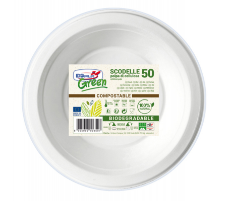 Scodelle biodegradabili - Ø 175 mm - Green - conf. 50 pezzi - Dopla - 07707 - 8005090006507 - DMwebShop