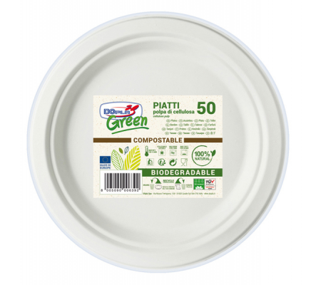 Piatti frutta - Ø 170 mm - biodegradabili - Green - conf. 50 pezzi - Dopla - 07758 - 8005090009997 - DMwebShop