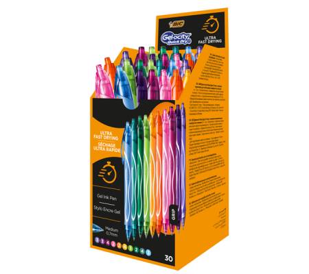 Penna gel scatto Geolocity Quick Dry - punta 0,7 mm - 10 colori assortiti - conf. 30 pezzi - Bic - 999460 - 3086123632943 - DMwebShop