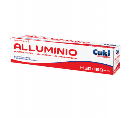 Roll alluminio - astuccio con seghetto - H 30 cm x 150 mt - Cuki Professional - 3930015 - 8003980510356 - DMwebShop
