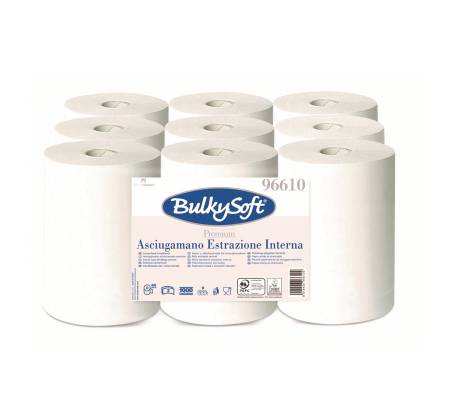 Asciugamani in rotolo Premium Mini 2 veli 19 gr diametro 13 cm 21,5 cm x 60 mt bianco Bulkysoft 96610 E21 - 225
