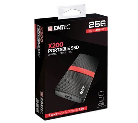 SSD 3.1 Gen2 X200 Portable - 256 Gb - Emtec - ECSSD256GX200 - 3126170170231 - DMwebShop