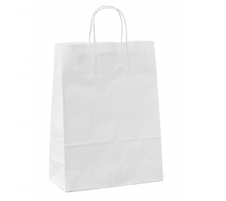 Shoppers in carta maniglie in cordino - 45 x 15 x 50 cm - bianco neutro - conf. 25 pezzi - Mainetti Bags - 031502 - 8029307031502 - DMwebShop