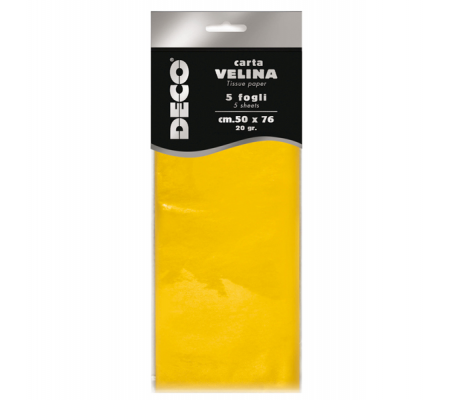 Carta velina - 20 gr - 50 x 76 cm - giallo - CWR - busta 5 fogli - Deco - 12283/02 - 8004957122848 - DMwebShop