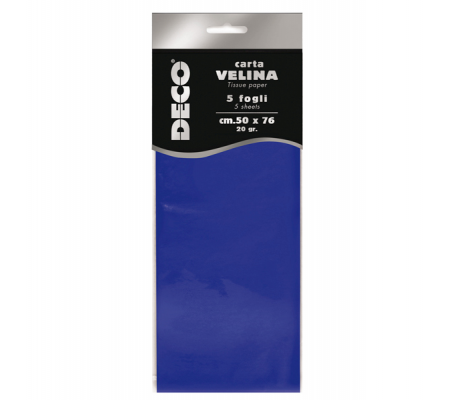 Carta velina - 20 gr - 50 x 76 cm - blu - busta 5 fogli - Deco - 12283/14 - 8004957122893 - DMwebShop