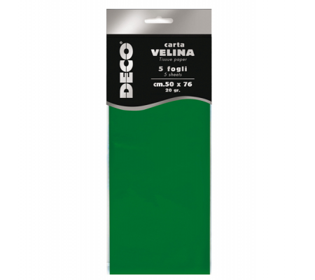 Carta velina - 20 gr - 50 x 76 cm - verde chiaro - busta 5 fogli - Deco - 12283/16 - 8004957122909 - DMwebShop