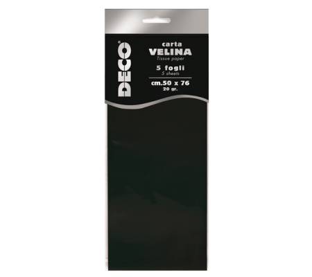 Carta velina - 20 gr - 50 x 76 cm - nero - busta 5 fogli - Deco - 12283/20 - 8004957122916 - DMwebShop