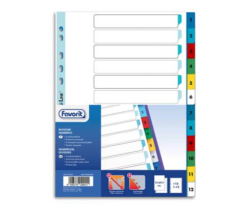Divisori numerici 12 tacche - A4 - PP - colori assortiti - Favorit - 400132468 - 8006779029411 - DMwebShop