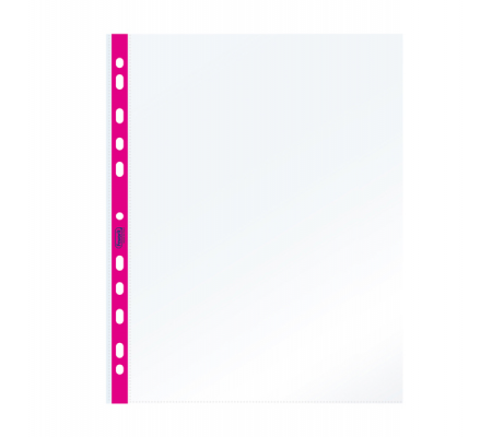Buste forate PPL con banda fucsia neon liscia - 22 x 30 cm - conf. 25 pezzi - Favorit - 400136863 - DMwebShop