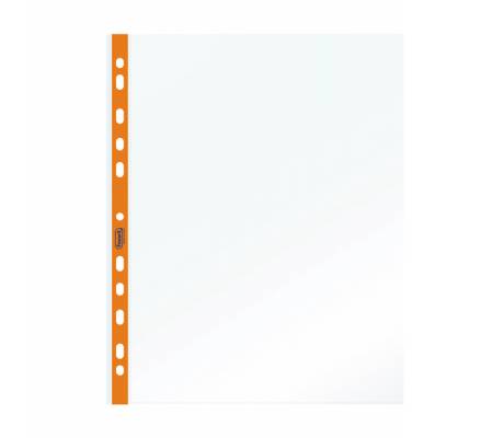 Buste forate PPL con banda arancio neon liscia - 22 x 30 cm - conf. 25 pezzi - Favorit - 400136861 - 8006779035856 - DMwebShop