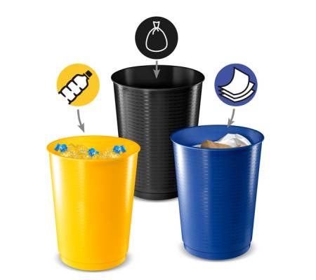 Cestino raccolta differenziata - 40 lt - giallo-blu-nero - set 3 pezzi - Cep - 1013331451 - 3462159013510 - DMwebShop