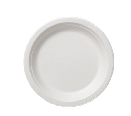 Piatti piani monouso Bio - rotondo - Ø 22,5 cm - cellulosa-canna da zucchero - bianco - conf. 50 pezzi - Leone - Q2012 - 8024112920126 - DMwebShop
