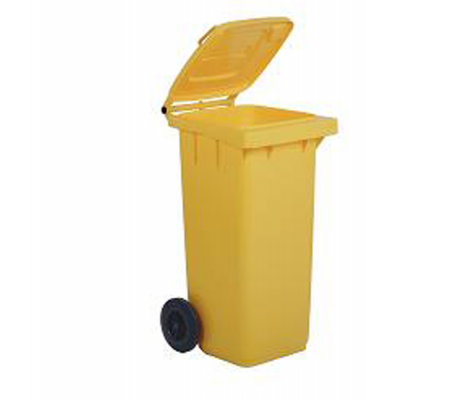 Bidone carrellato - 48 x 55 x 93 cm - 120 lt - giallo - Mobil Plastic - 1/120/5-GIA - 8004331112359 - DMwebShop
