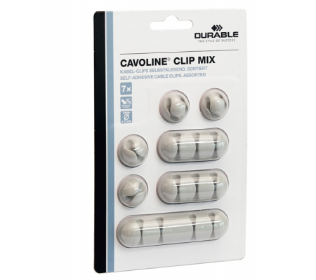 Mix Clip Cavoline fermacavi - adesivi - grigio - conf. 7 pezzi - Durable - 5041-10 - 4005546992457 - DMwebShop