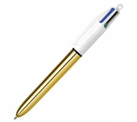 Penna sfera scatto multifunzione 4 Colors Shine - punta 1 mm - fusto oro - conf. 12 pezzi - Bic - 982878 - 3086123537620 - DMwebShop