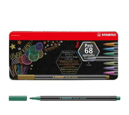 Pennarelli Pen 68 - colori assortiti metallic - scatola in metallo 8 pezzi - Stabilo - 6808-8-32 - 6808/8-32 - 4006381546386 - DMwebShop