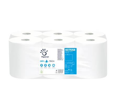 Bobina asciugamani Autocut DryTech - 2 veli - goffratura micro - 18 gr - 20 cm x 100 mt - Ø 18,5 cm - pacco 6 rotoli - Papernet - 407558 - 89378A - DMwebShop