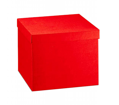 Scatola con coperchio - 30 x 30 x 24 cm - seta rosso - Scotton - 13697C - DMwebShop