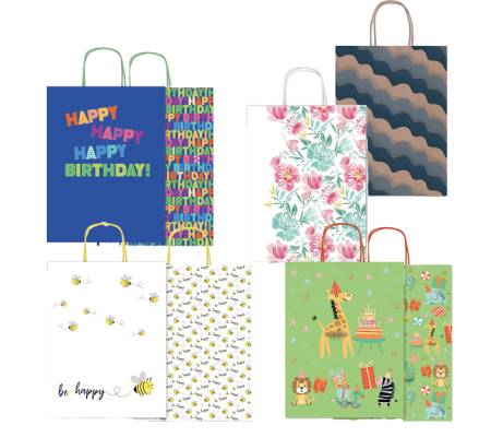 Shoppers - con manici - 36 x 41 x 12 cm - fantasie assortite - conf. 25 pezzi - Rex Sadoch - SDX36ASS - 8006715128888 - DMwebShop
