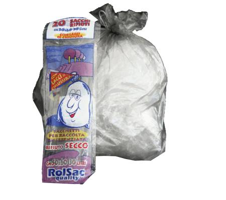 Sacchi - 50 x 60 cm - 30 lt - 16 micron - trasparente neutro - conf. 20 pezzi - Rolsac - 10064 - 8010405000712 - DMwebShop